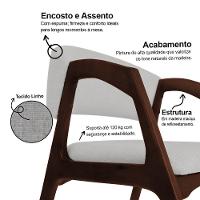 Conjunto Com 2 Cadeiras De Jantar Gabriela Em Madeira E Mdf Castanho Linho Cinza Prata - 3