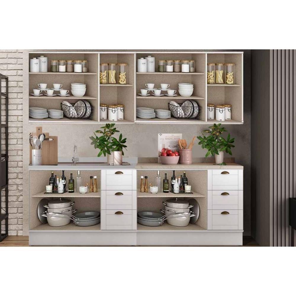 Cozinha Completa Bella 4 Peças (2aéreos+2balcões) C4p222 Branco - Carraro - 3