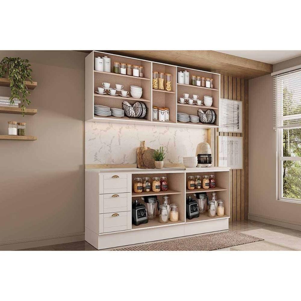 Cozinha Completa Bella 4 Peças (2aéreos+2balcões) C4p252 Nogal-cinza - Carraro - 2