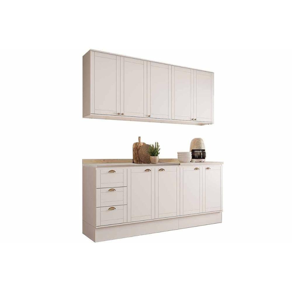 Cozinha Completa Bella 4 Peças (2aéreos+2balcões) C4p252 Nogal-cinza - Carraro - 4