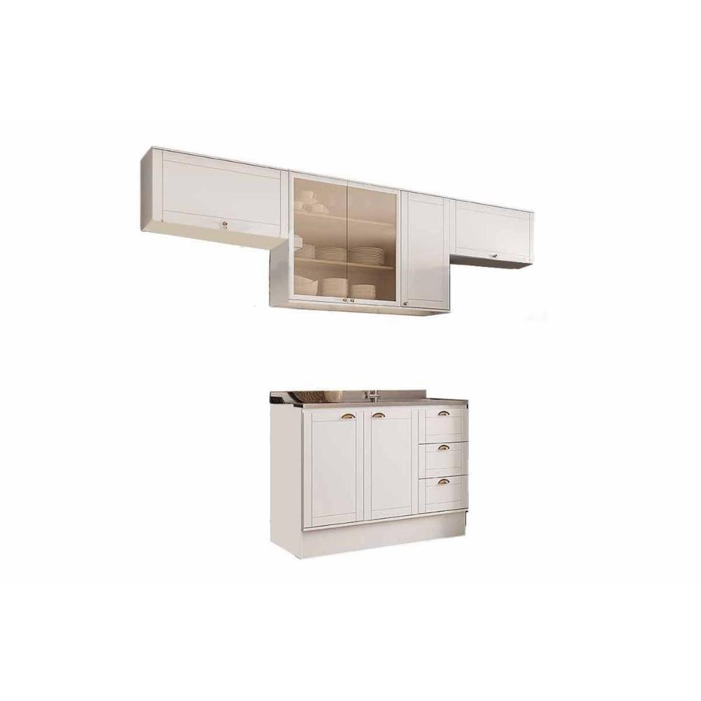 Cozinha Completa Bella 4 Peças (3aéreos+1balcão) C4p253 Branco - Carraro - 4