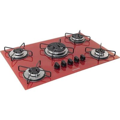 Cooktop a Gás Suggar FG5305AVM 5 Bocas Vidro Temperado Tripla Chama Vermelho Bivolt