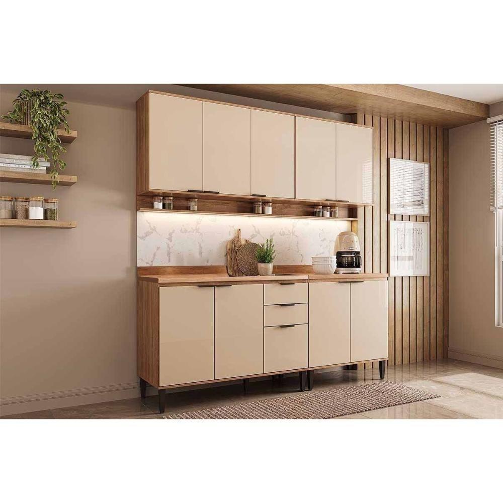 Cozinha Completa Alpha 4 Peças (2aéreos+2balcões) C4p219 Freijo-off White - Carraro - 1