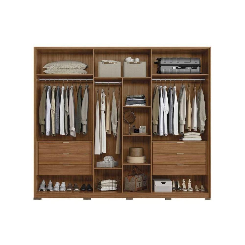Guarda Roupa Casal 6 Portas (2 Ripadas) E 6 Gavetas C- Pés Atrice Nogueira Touch-nude Prime - Demóbile - 5