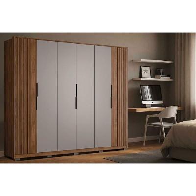 Guarda Roupa Casal 6 Portas (2 Ripadas) E 6 Gavetas C- Pés Atrice Nogueira Touch-nude Prime - Demóbile