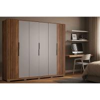 Guarda Roupa Casal 6 Portas (2 Ripadas) E 6 Gavetas C- Pés Atrice Nogueira Touch-nude Prime - Demóbile - 1