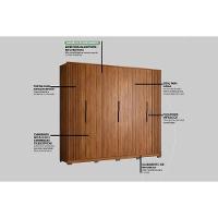 Guarda Roupa Casal 6 Portas (2 Ripadas) E 6 Gavetas C- Pés Atrice Nogueira Touch-nude Prime - Demóbile - 6