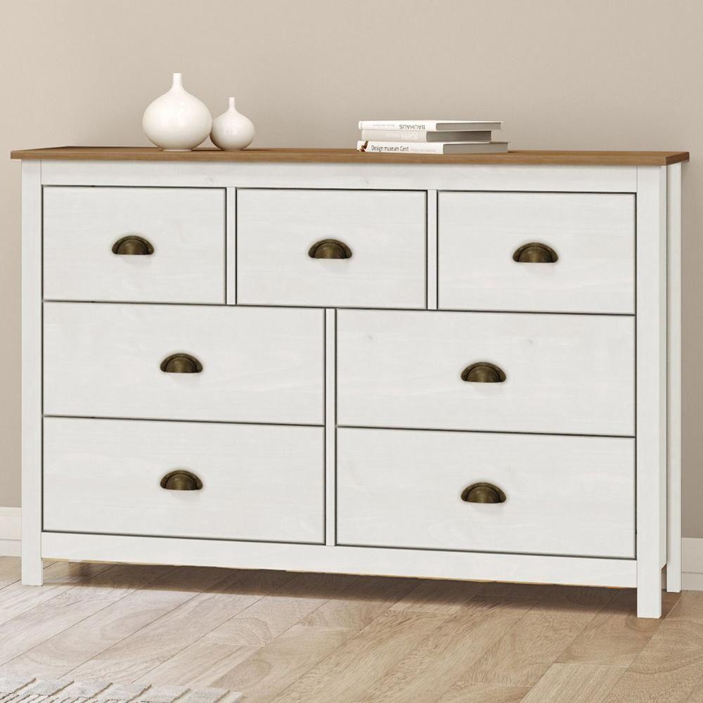 Cômoda Para Quarto Closet 7 Gavetas Madeira Maciça Mazzaro F06 Branco Freijó - Lyam Decor - 2
