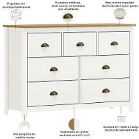 Cômoda Para Quarto Closet 7 Gavetas Madeira Maciça Mazzaro F06 Branco Freijó - Lyam Decor - 3
