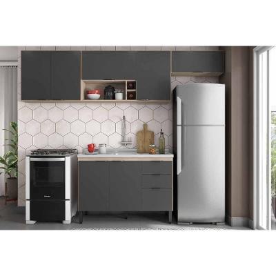 Cozinha Completa Firenze 4 Peças (3aéreos+1balcão) C4p253 Avena-grafito - Demóbile