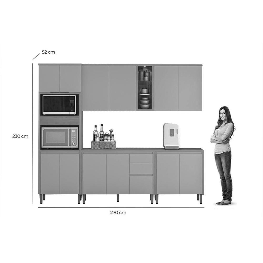 Cozinha Completa Allure 5 Peças (2aéreos+2balcões+1torrequente) Cp04 Jequitiba-gris Fosco - Linea Brasil - 4