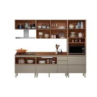 Cozinha Completa Proença 5 Peças (2aéreos+2balcões+1paneleiro) C5p123 Nogueira-carbono Prime Tx - Demóbile