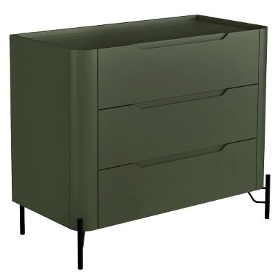 Cômoda Bliss 3 Gavetas em MDF com Puxador Cava Preto com Pés Reto