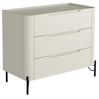 Cômoda Bliss 3 Gavetas em MDF com Puxador Cava Estilo Industrial para Quarto Preto
