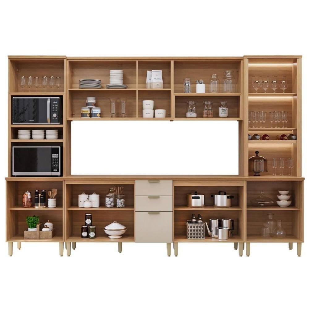 Cozinha Modulada Completa Selene 6 Peças (2aéreos+2balcões+2paneleiros) Cp01 Jequitiba-off White Fosco - Linea Brasil - 3