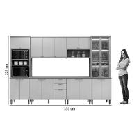 Cozinha Modulada Completa Selene 6 Peças (2aéreos+2balcões+2paneleiros) Cp01 Jequitiba-off White Fosco - Linea Brasil