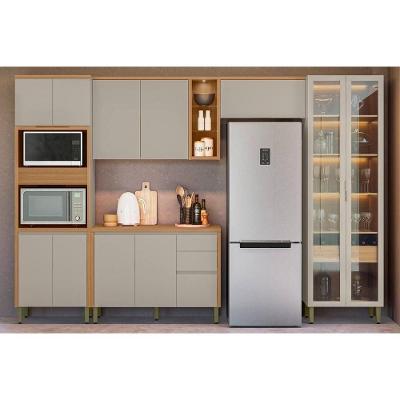 Cozinha Completa Allure 5 Peças (2aéreos+1balcão+1cristaleira+1paneleiro) Cp15 Jequitiba-gris Fosco - Linea Brasil