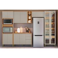 Cozinha Completa Allure 5 Peças (2aéreos+1balcão+1cristaleira+1paneleiro) Cp15 Jequitiba-gris Fosco - Linea Brasil - 1