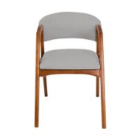 Conjunto Com 6 Cadeiras De Jantar Estofada Gabriela Em Madeira E Mdf Cerejeira Linho Cinza Prata - 5