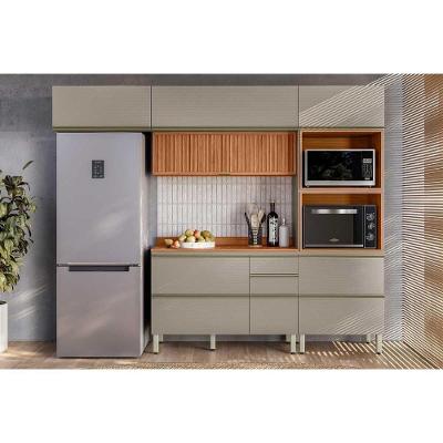 Cozinha Completa Proença 4 Peças (2aéreos+1balcão+1torrequente) C4p201 Nogueira Touch-nude Prime - Demóbile