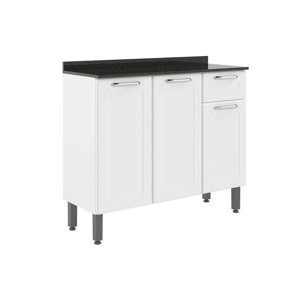 Gabinete P- Pia Cozinha Balcão C- Tampo Dona Maria 6173 C- 3 Portas E 1 Gaveta 105cm Branco - Bertolini - 1