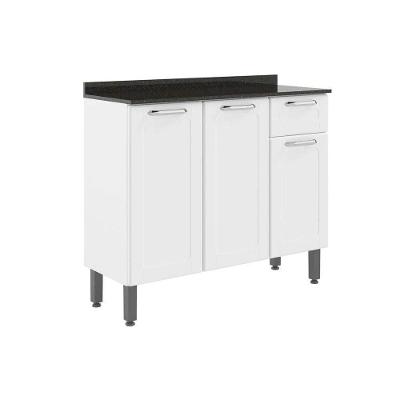 Gabinete P- Pia Cozinha Balcão C- Tampo Dona Maria 6173 C- 3 Portas E 1 Gaveta 105cm Branco - Bertolini