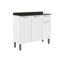 Gabinete P- Pia Cozinha Balcão C- Tampo Dona Maria 6173 C- 3 Portas E 1 Gaveta 105cm Branco - Bertolini - 1