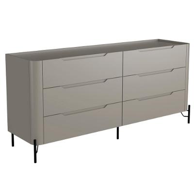 Cômoda Bliss 6 Gavetas em MDF com Puxador Cava e Pés Reto Estilo Industrial Preto