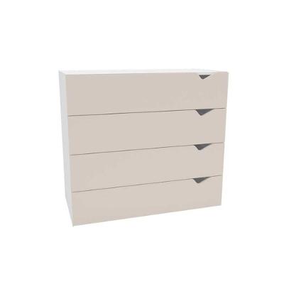 Cômoda Porto 4 Gavetas MDF Fosco com Puxador Branco-creme para Quarto