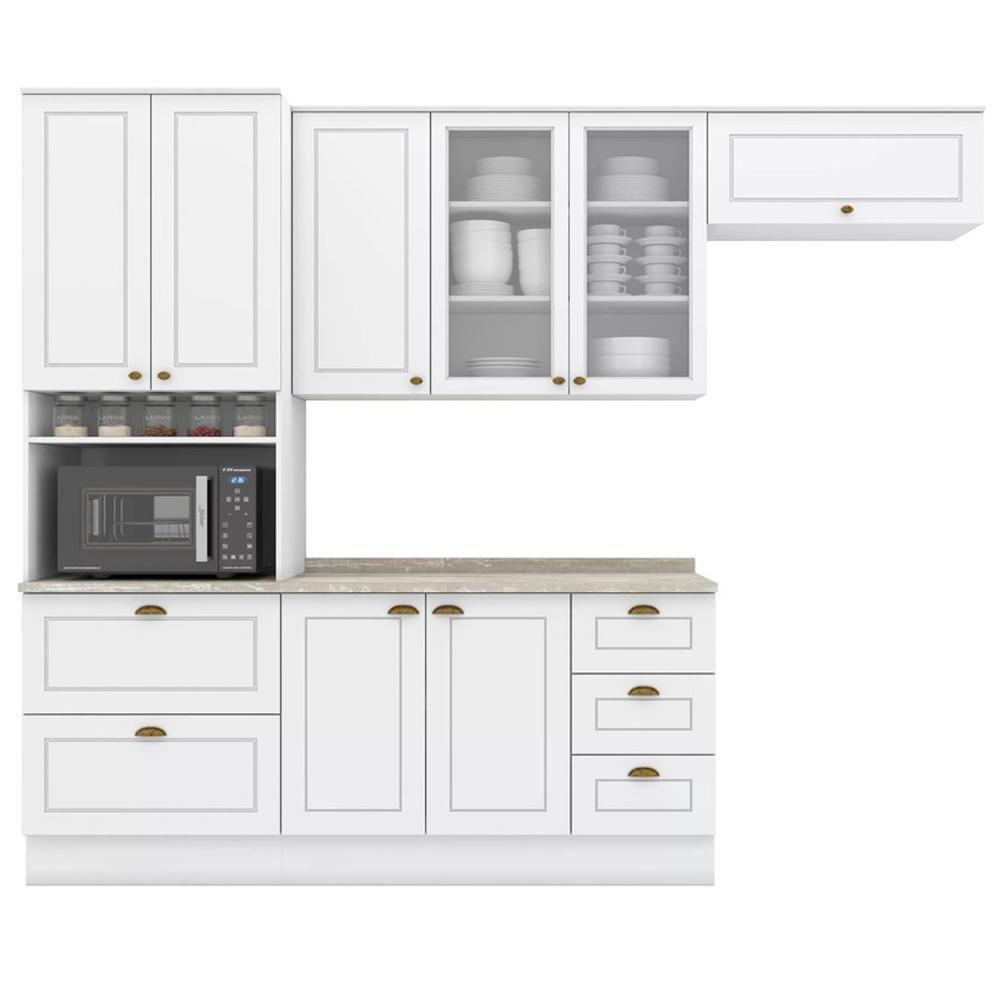 Cozinha Modulada 5 Pecas 272 Cm Ce171 Americana Branco Calcare Henn Branco Calcare - 1