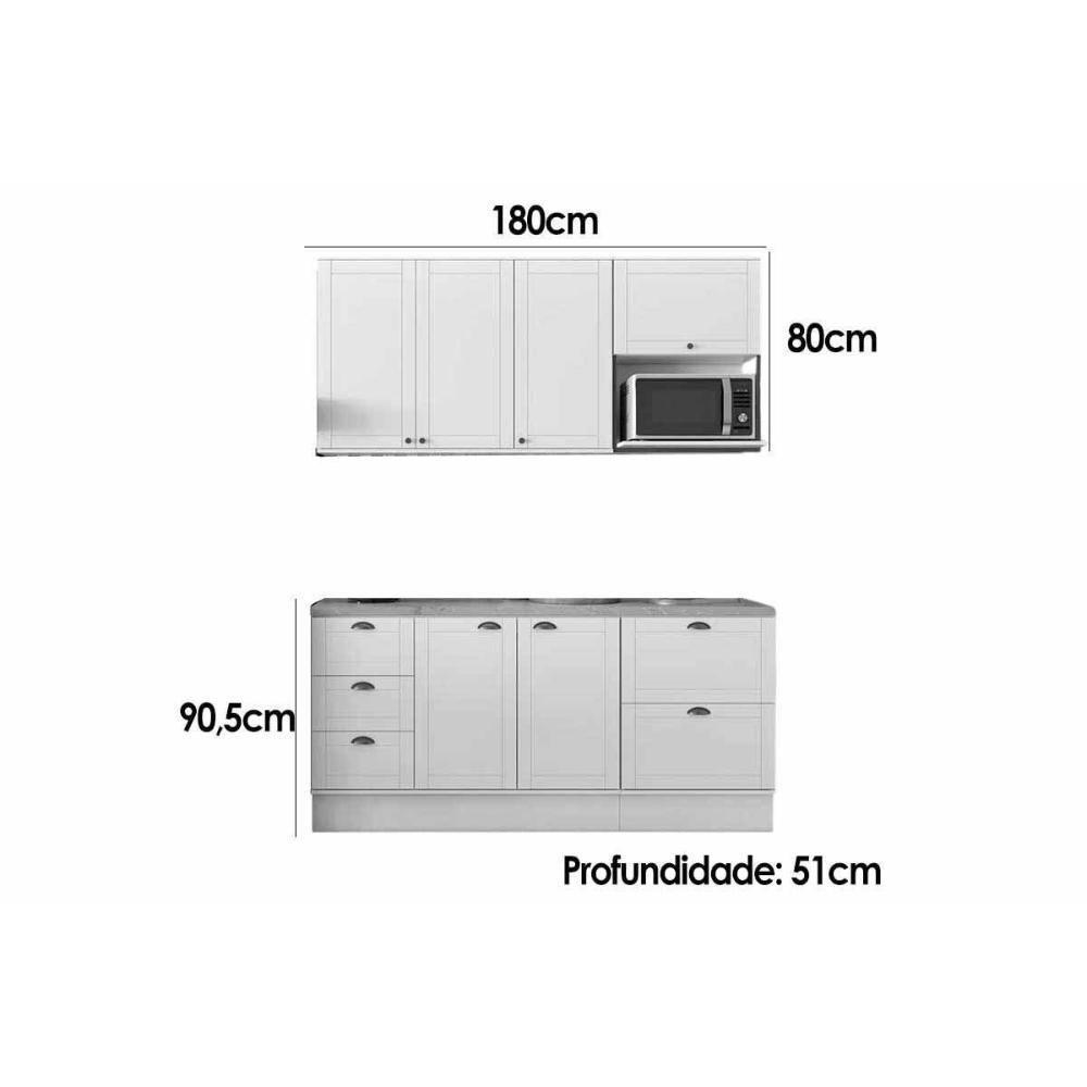 Cozinha Completa Bella 4 Peças (2aéreos+2balcões) C4p224 Branco - Carraro - 2