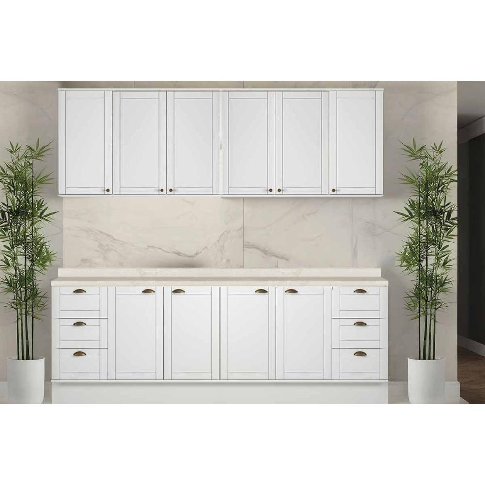 Cozinha Completa Bella 4 Peças (2aéreos+2balcões) C4p208 Branco - Carraro - 1