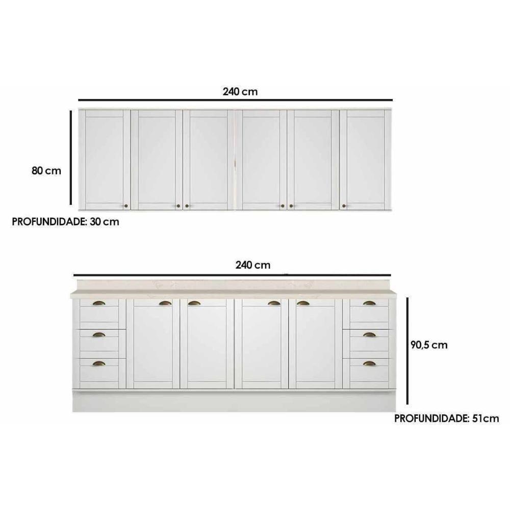 Cozinha Completa Bella 4 Peças (2aéreos+2balcões) C4p208 Branco - Carraro - 2