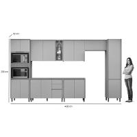 Cozinha Completa Allure 7 Peças (3aéreos+2balcões+1paneleiro+1torrequente) Cp02 Jequitiba-gris Fosco - Linea Brasil