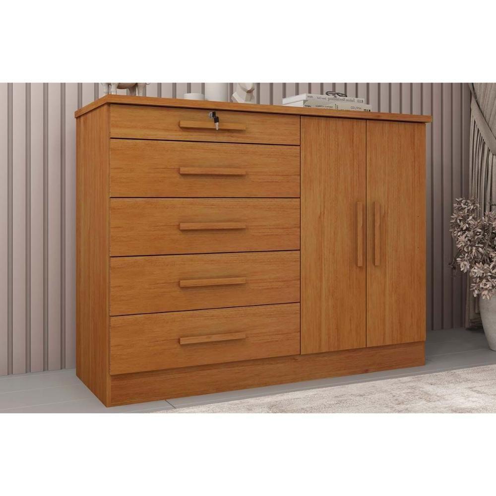Cômoda Solteiro Istambul C- 2 Portas E 5 Gavetas Cinamomo - Tcil Móveis - 1