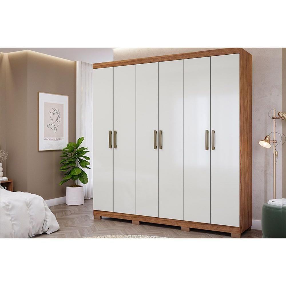 Guarda Roupa Casal 6 Portas E 3 Gavetas Clara Cinamomo-off White - Panan - 1