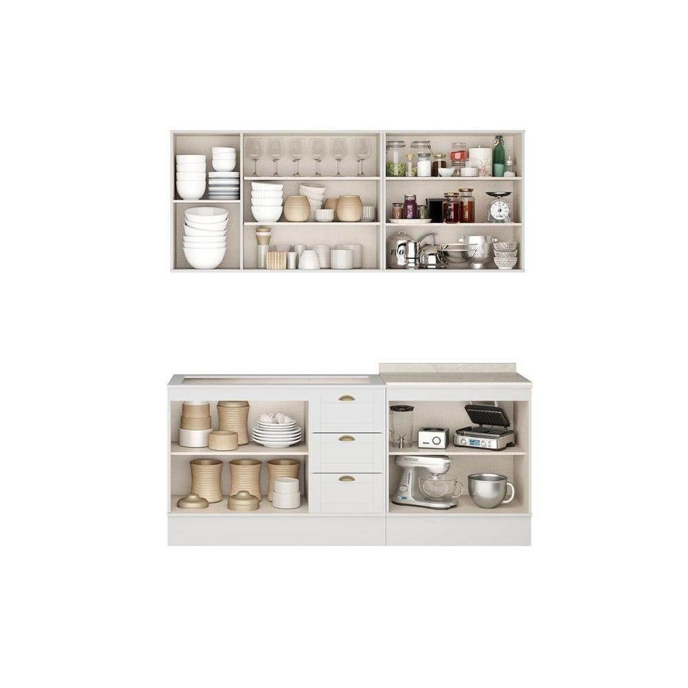 Cozinha Completa Bella 4 Peças (2aéreos+2balcões) C4p249 Branco - Carraro - 3