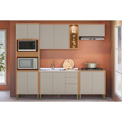 Cozinha Modulada Completa Allure 5 Peças (2aéreos+2balcões+1torrequente) Cp13 Jequitiba-gris Fosco - Linea Brasil