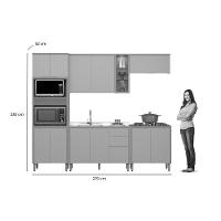 Cozinha Modulada Completa Allure 5 Peças (2aéreos+2balcões+1torrequente) Cp13 Jequitiba-gris Fosco - Linea Brasil