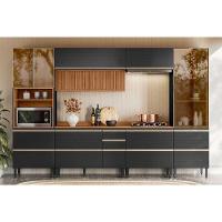 Cozinha Completa Proença 6 Peças (2aéreos+2balcões+1paneleiro+1cristaleira) C6p105 Nogueira-carbono Prime Tx - Demóbile - 1