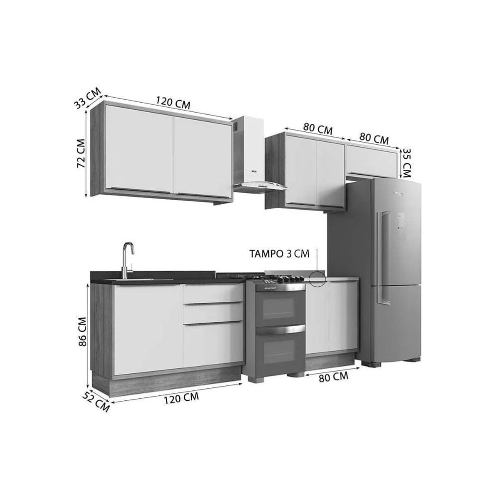 Cozinha Completa Versalis 6 Peças (3aéreos+2balcões+1complemento) C6p161 Freijo-cinza Argila - Herval - 2