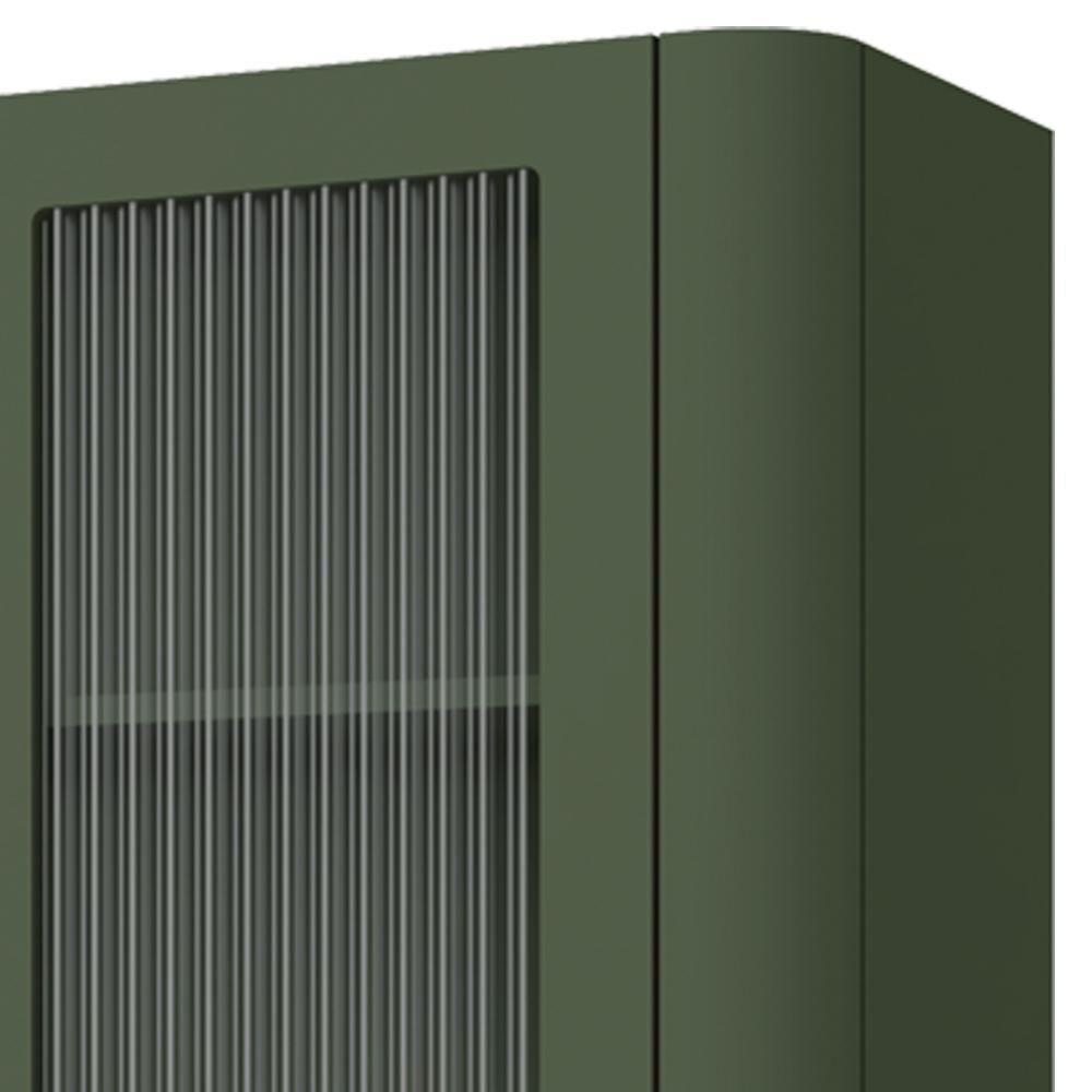 Cristaleira Sala De Jantar 2 Portas Vidro Pés Industrial Preto Naim I03 Musgo - Lyam Decor - 6