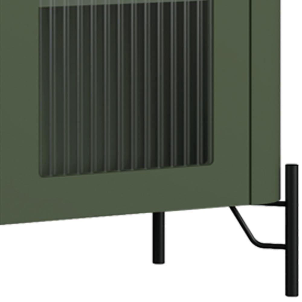 Cristaleira Sala De Jantar 2 Portas Vidro Pés Industrial Preto Naim I03 Musgo - Lyam Decor - 7