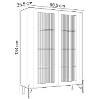 Cristaleira Sala De Jantar 2 Portas Vidro Pés Industrial Preto Naim I03 Musgo - Lyam Decor - 3