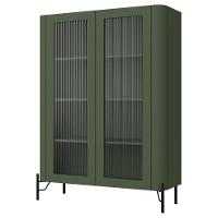 Cristaleira Sala De Jantar 2 Portas Vidro Pés Industrial Preto Naim I03 Musgo - Lyam Decor