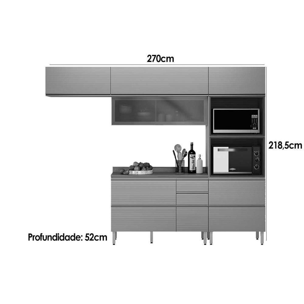Cozinha Completa Proença 4 Peças (2aéreos+1balcão+1torrequente) C4p200 Nogueira-carbono Prime Tx - Demóbile - 3