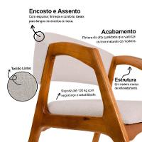 Conjunto Com 2 Cadeiras De Jantar Estofada Gabriela Cerejeira Linho Bege - 3