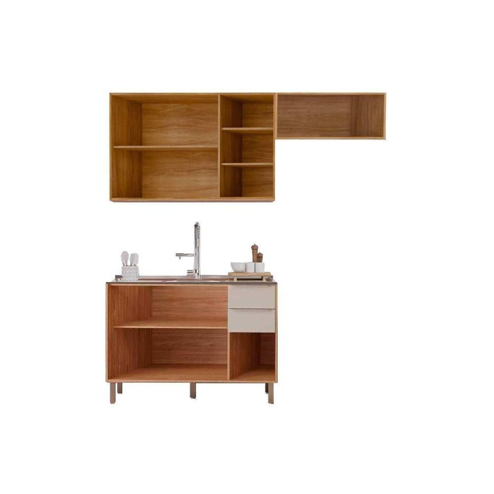 Cozinha Completa Brilhante 3 Peças (2aéreos+1balcão) C3p54 Cinamomo-off White - Mgm - 6