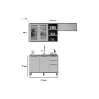 Cozinha Completa Brilhante 3 Peças (2aéreos+1balcão) C3p54 Cinamomo-off White - Mgm - 2