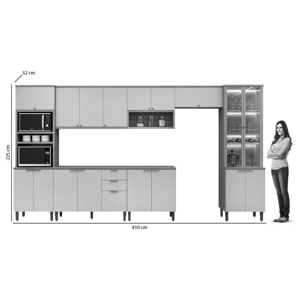 Cozinha Completa Selene 7 Peças (3aéreos+2balcões+1paneleiro+1torrequente) Cp12 Jequitiba-off White Fosco - Linea Brasil - 9
